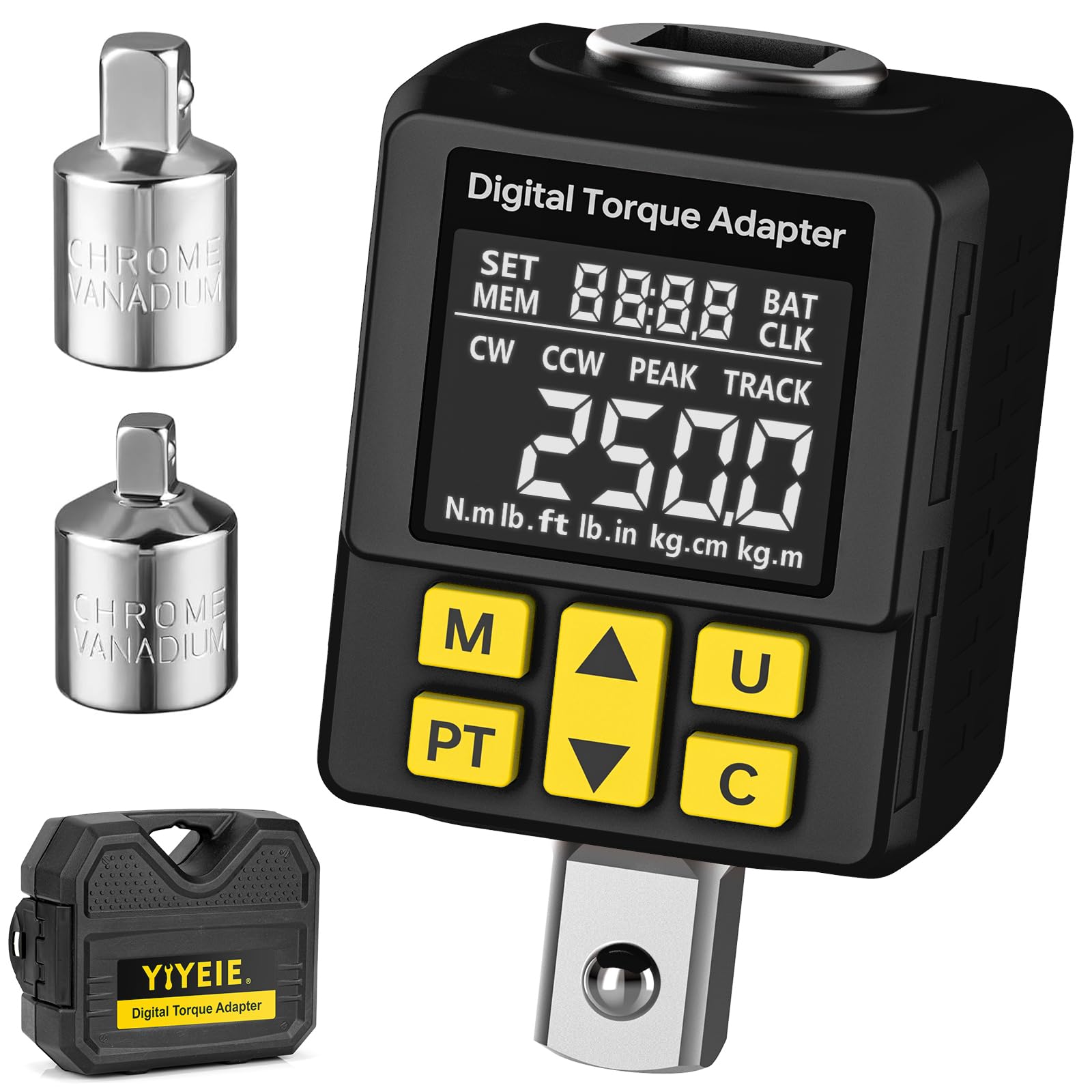 YIYEIE 1/2" Drive Digital Torque Adapter, (±1% Accuracy, 12.5-250Ft-lb), Color D
