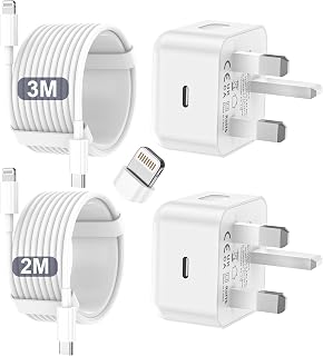 iPhone Charger Fast Charge PD Fast Charging for Apple Charger UK USB C Plug With 2M&3M iPhone Fast Charger Cable [ MFi Certified] Lightning Cable for iPhone 14 13 12 11 Pro Max, iPad