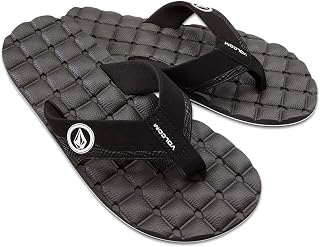 Volcom Men's Recliner Flip Flop, Black White-New, 10