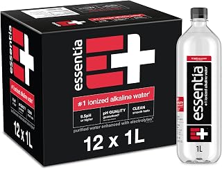 Essentia Ionized Alkaline Water, 9.5+ pH, 99.9% Pure, 12 x 1L | 99.9% pure ionized alkaline water with a 9.5+ pH until opened, and trace electrolytes for a clean smooth taste. 12 x 1L