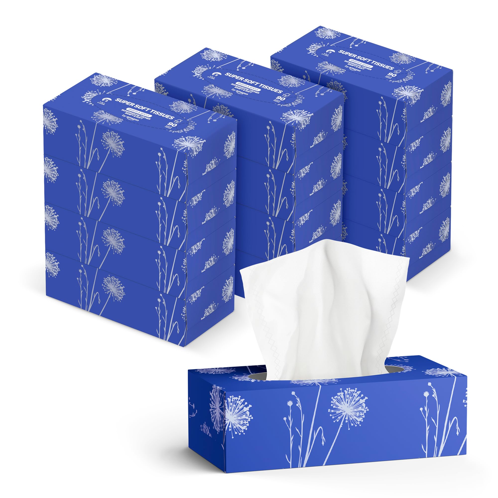 by Amazon Tissue Paper 3 Layers, 1080 Sheets (12 Packs of 90 Sheets)