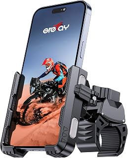 GREFAY Bike Phone Holder for Handlebar Motorcycle Bicycle E-Bike Scooter | 【1S Quick Release】Universal 360° Handlebar Mount for iPhone 17 16 15 Pro Max Mini Samsung S25 S24 4.5-7" Smartphone