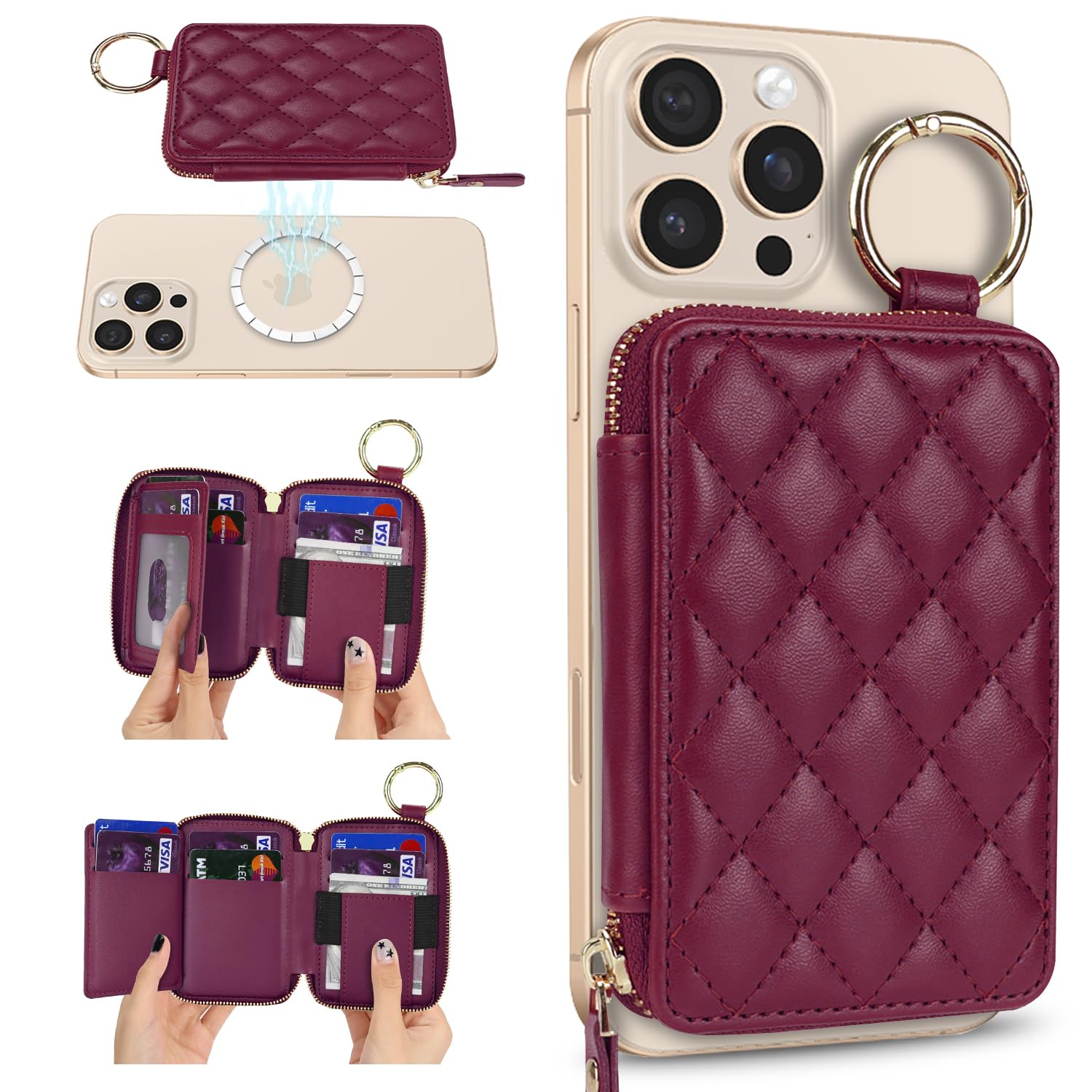 Compatible with MagSafe Wallet,Magnetic Phone Wallet Card Holder for iPhone 18/1