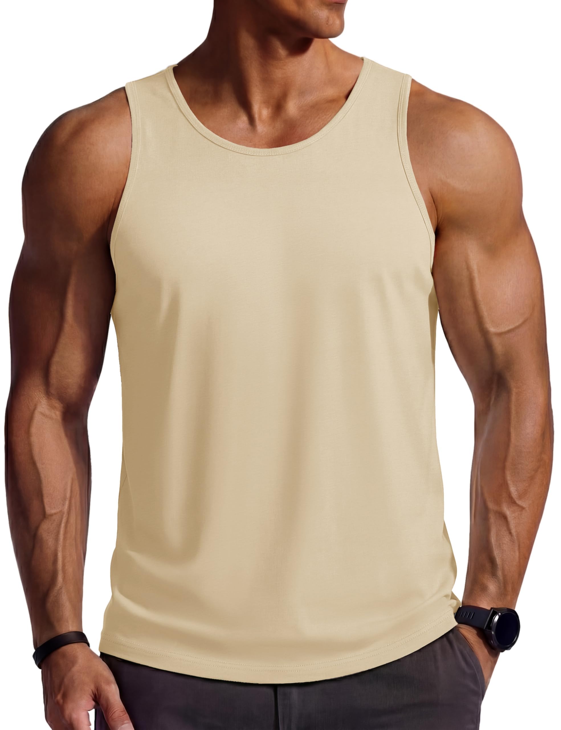 TACVASEN Men's Sports Cotton Sleeveless Fitness Training Breathable Tank Top Bod