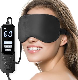 Ezona Heated Eye Mask, Warm Eye Compress Mask for Dry Eyes, Black