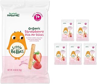 Little Bellies Organic Strawberry Pick-Me Sticks Baby Snack 0.56 oz, 5 Pack | Strawberry flavored snack for babies. Organic, natural, unsweetened and delicious. Safe for self-feeding from 7 months.