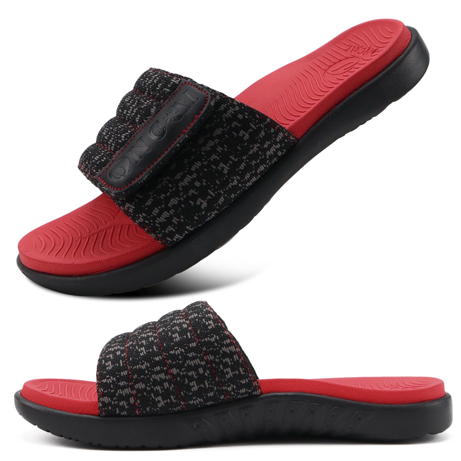 ONCAI Mens Sandals, Arch Support Sport Slides Open Toe Adjustable Straps Orthoti