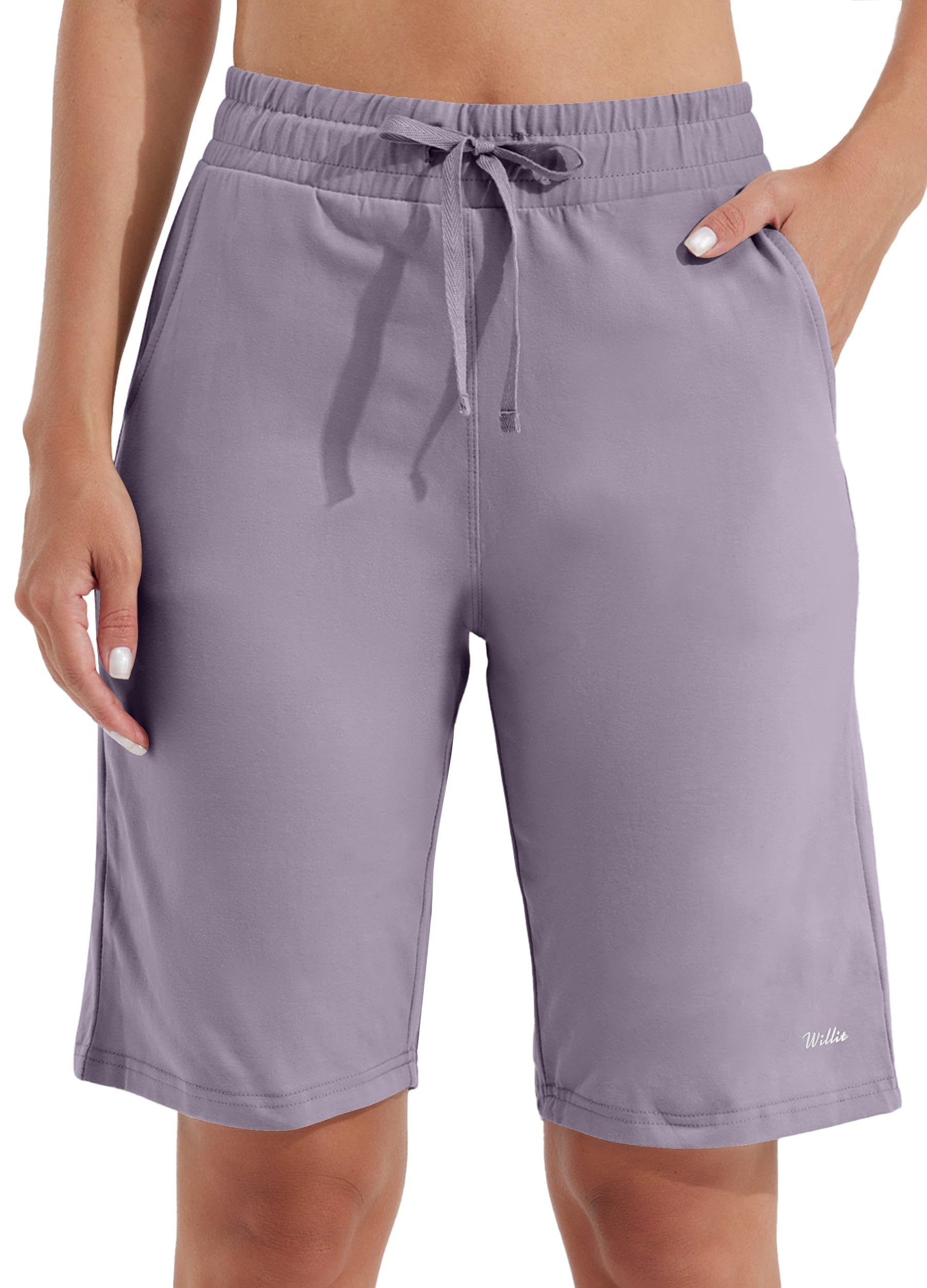 WILLIT Women Cotton Shorts Yoga Pants Long Pants Knee Length Summer Workout Pant