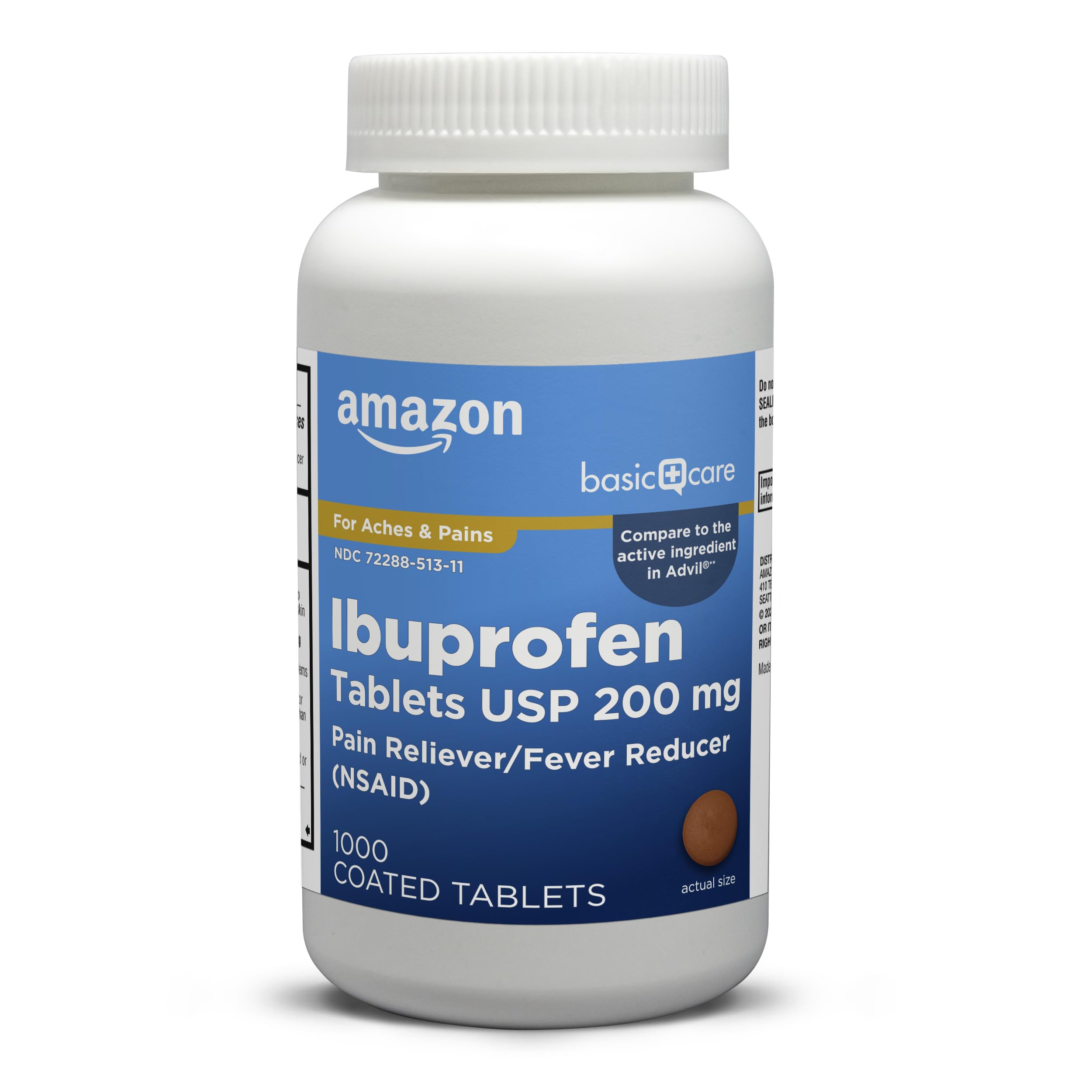 Amazon Basic Care Ibuprofen Tablets, Fever Reducer and Pain Relief from Body Ach