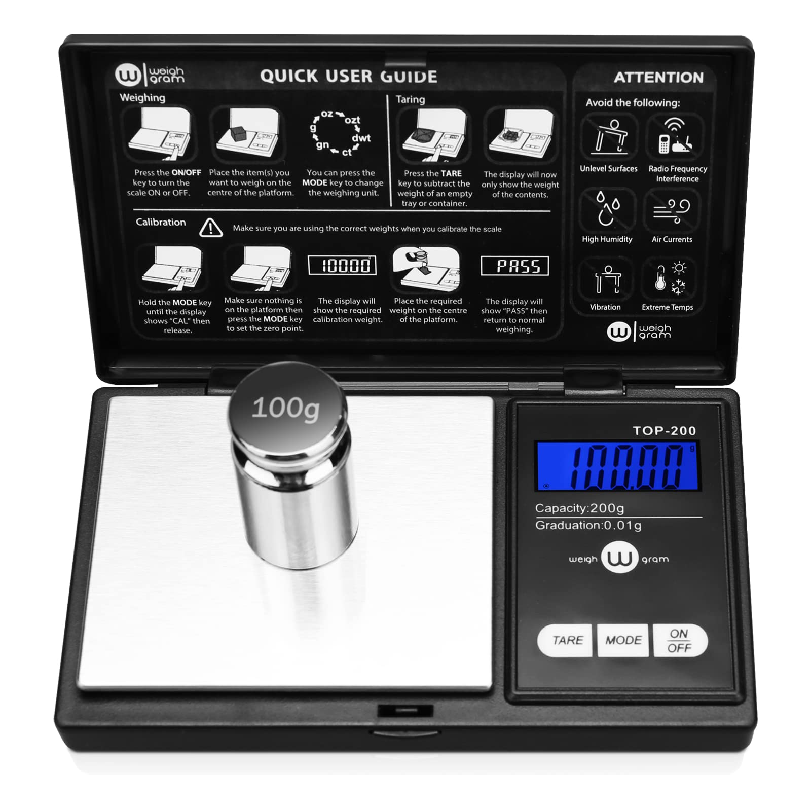 Digital Pocket Gram Scale 200g x 0.01g High Precision with 100g Calibration | Mi