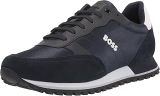 BOSS Mens Running Style Mix Material Sneakers with Raised Logo Sneaker