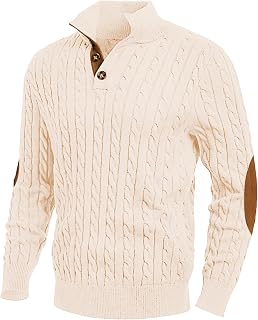 JMIERR Men's Casual Long Sleeve Cable Knit Pullover Sweater