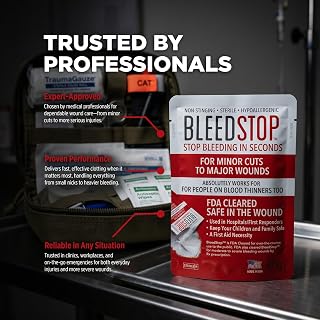 BleedStop First Aid Powder for Blood Clotting, Trauma Kit, Blood Thinner Patients, Camping Safety, and Survival Equipment for Moderate to Severe Bleeding Wounds or Nosebleeds - 1 (60g) Pouch