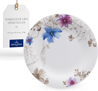 Villeroy & Boch Mariefleur Premium Porcelain Dinner Plate, Grey, 27 cm