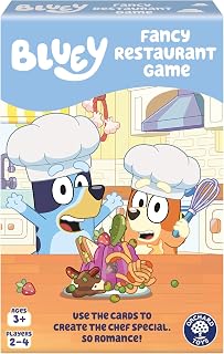 Orchard Toys Official Bluey Fancy Restaurant Matching and Memory Game | Educational kids game for ages 3+, based on Bluey episode. Bluey toys, gifts, fun memory game for preschoolers.