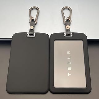 Key Card Holder Case for Tesla Model Y Model 3 Cybertruck and Rivian | 2PCS Silicone Key Protector Cover Accessories Including Key Chain, Black and Black