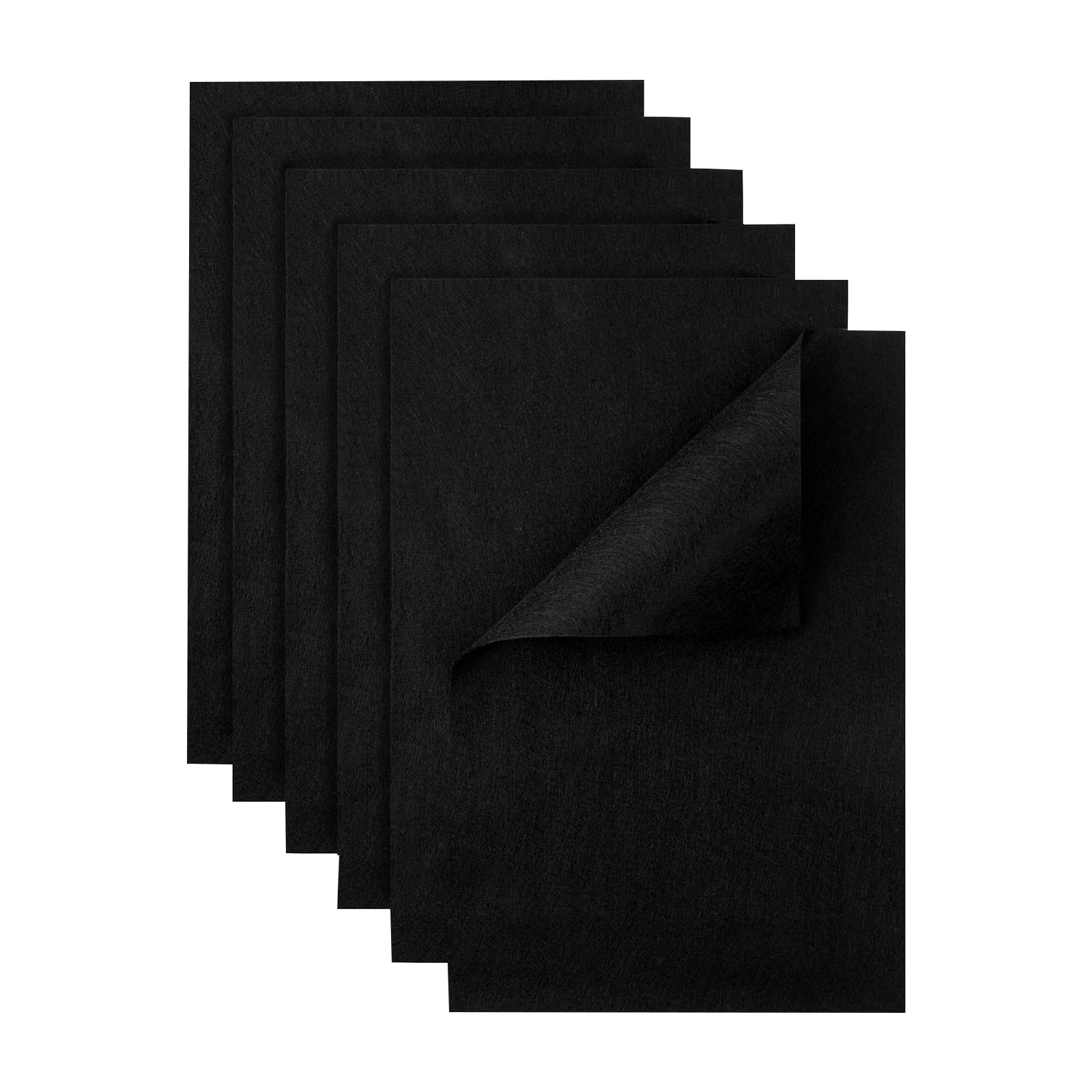 HaoFeiJH Black Felt Fabric Sheets - 6PCS Felt Squares - 8x12 1 Colors Soft Felt 