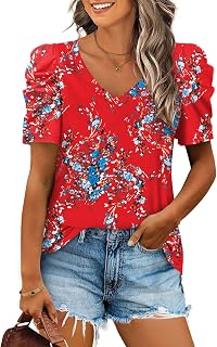 XIEERDUO Camisetas y blusas de manga 3/4 para mujer, estilo casual, cuello redondo, ropa de moda, ajuste holgado, a la moda