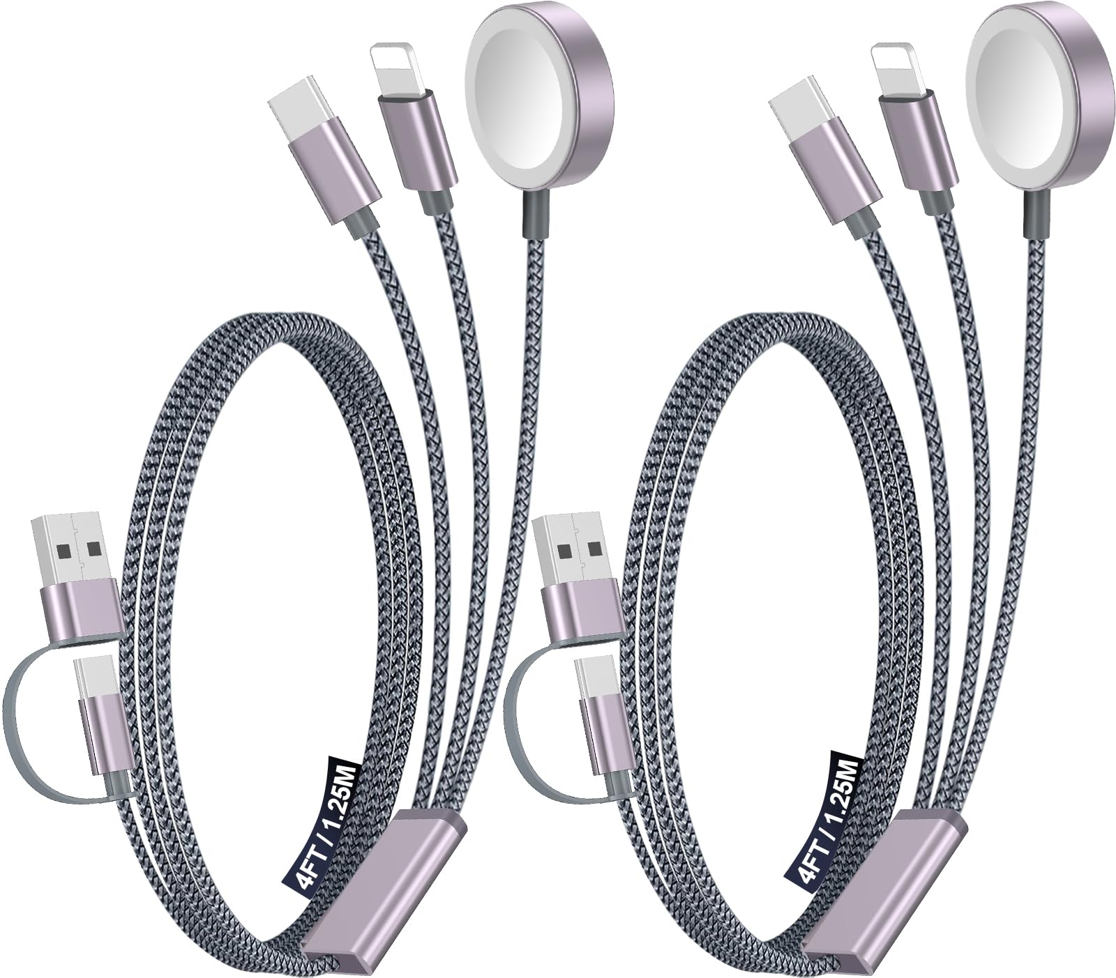 2Pack Travel Essentials for Apple Watch Charger,3-in-2 Multi Charging Cable | Cr