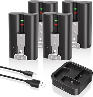 4 Pack 7200mAh Battery for Ring Doorbell & Cam,Upgraded 4-Slot Fast Charger | Quick Release Battery Pack Compatible with Ring Video Doorbell 2/3/3 Plus/4,Stick Up Cam,Outdoor Cam,Spotlight Cameras