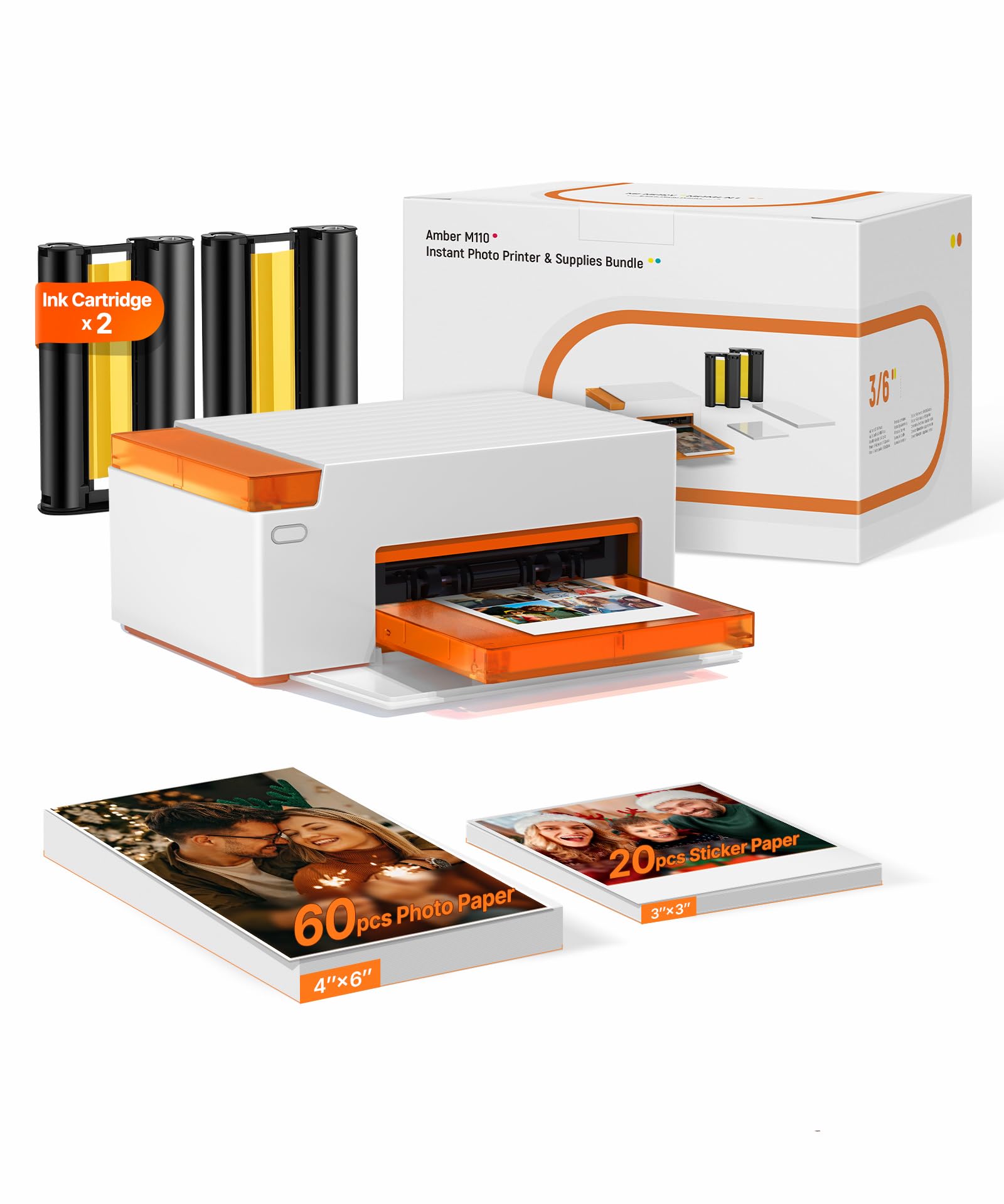 Liene Amber M110 Bluetooth Portable Photo Printer for iPhone, Thermal Dye Sublim