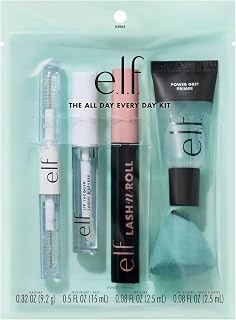 e.l.f. All Day Every Day Makeup Kit | Hydrating Face Primer, Curling Mascara, High-Shine Lip Gloss & Clear Eyebrow Gel + Mascara, Vegan & Cruelty-Free