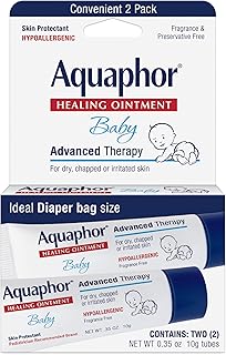 Aquaphor Baby Healing Ointment Skin Protectant, Travel Size, 2 x 0.35 OZ | Baby Skin Protectant with Petrolatum for Chapped or Dry Skin, Drool Rash and Diaper Rash, Hypoallergenic, Fragrance Free