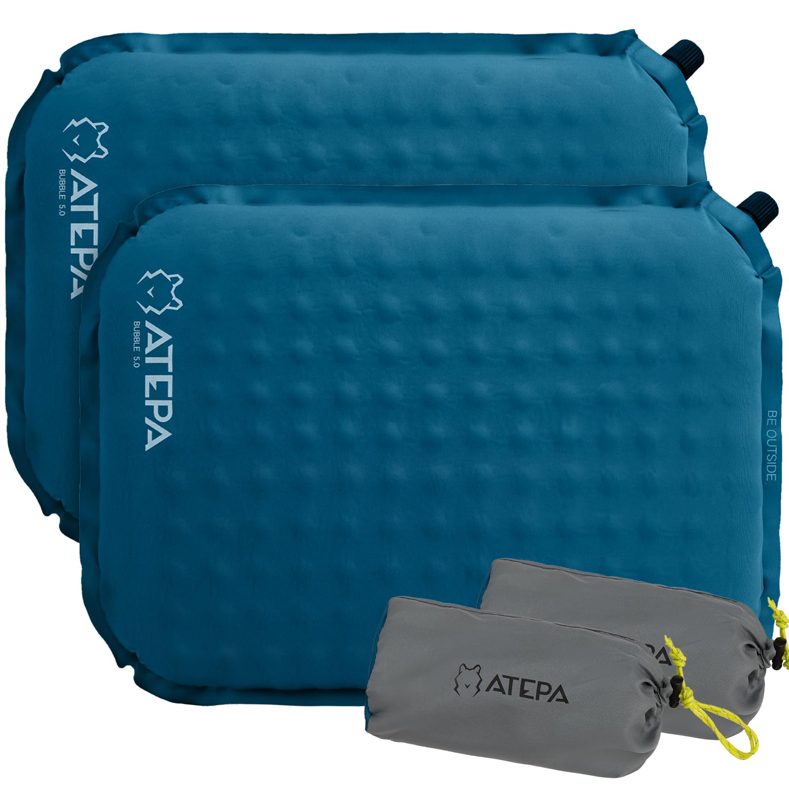 ATEPA Inflatable Seat Cushion, 2 Pack Blue | 2" Foam Core Seat Pad, Self Inflati