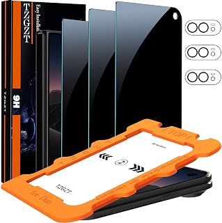 TZGZT 3 Pack Privacy Screen Protectors for iPhone Duo, Tempered Glass | Industrial‑Grade 9H Hardness, Case Friendly, with Camera Lens Protectors, Bubble Free Easy Installation