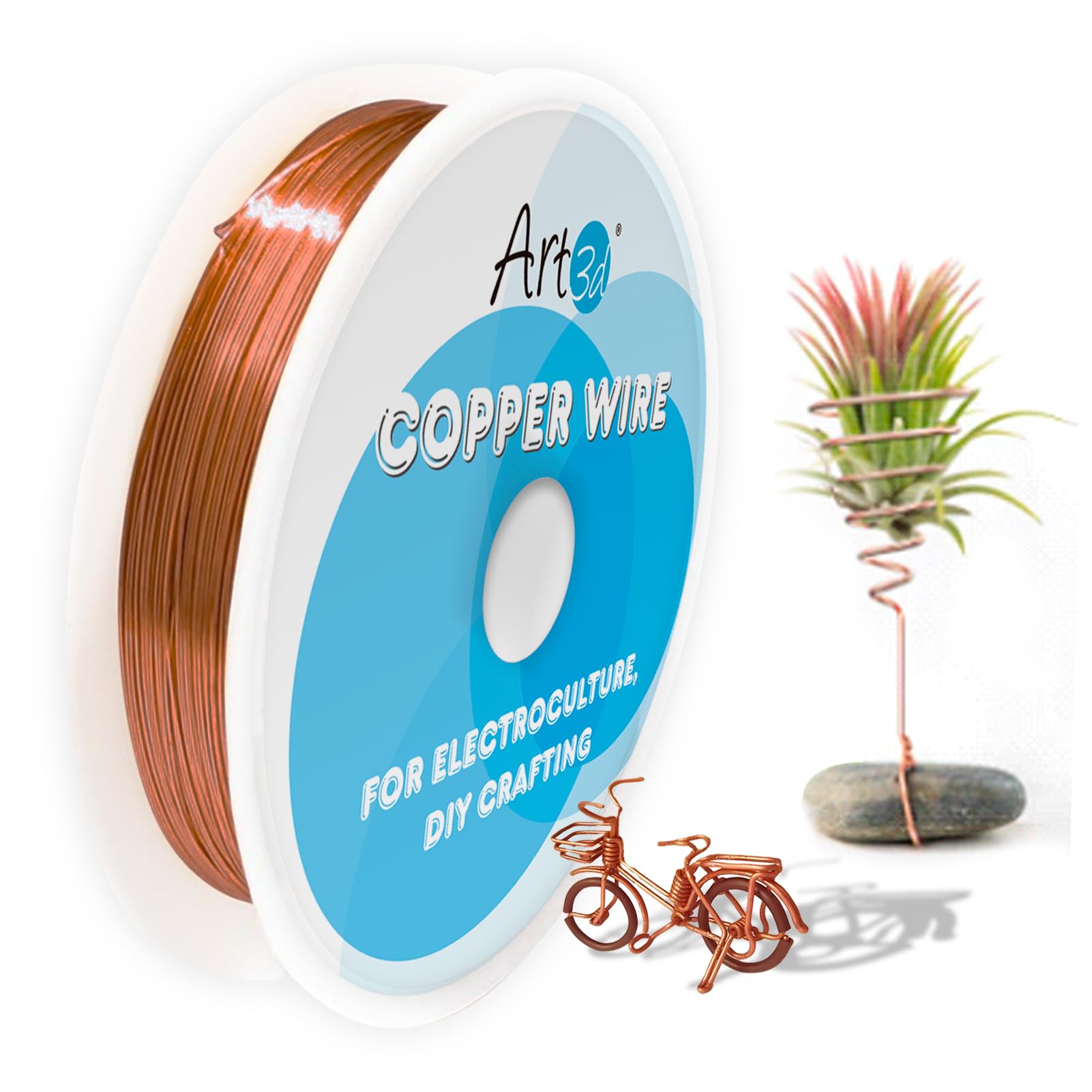 Art3d 18 Gauge Bendable Pure Soft Copper Wire for DIY, 60 ft, 1 Roll | Flexible,