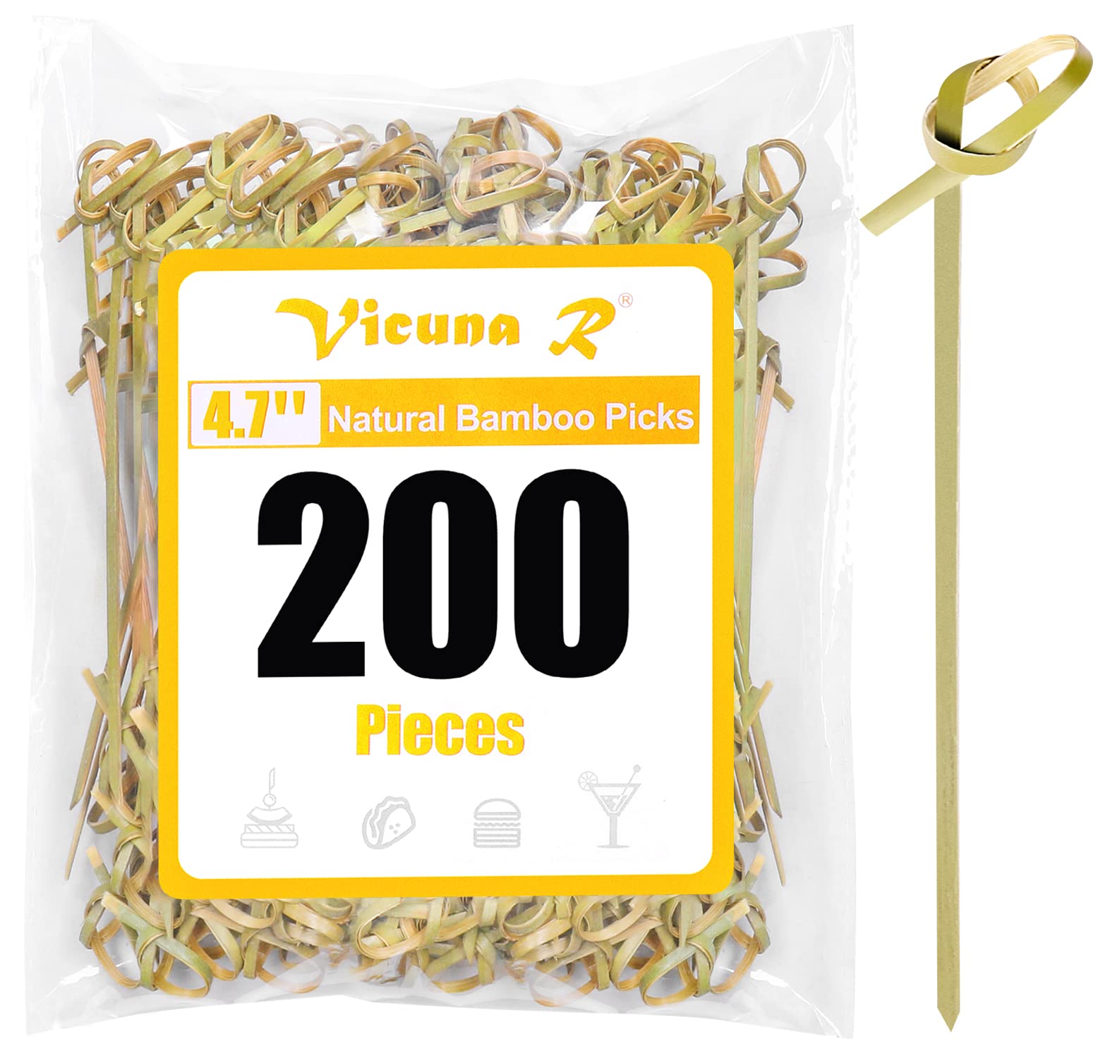 200PCS Cocktail Picks, Bamboo Knot Skewers, Fancy Toothpicks for Appetizers | De