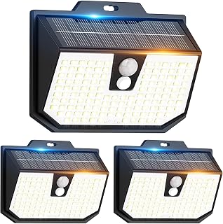 Yolsunes Motion Sensor Solar Lights Outdoor Garden,3 Pack，6000K Cool White | Solar Security Light with PIR 3 Modes,132 Ultra Bright LED Wall Lights Waterproof IP65,120°Wide Angle for Garden Yard Garage