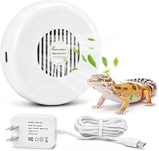 Reptile Odor Eliminator, Photocatalytic Terrarium Deodorizer, Ozone-Free | Suitable for snakes, geckos, bearded dragons, tortoises, and other small pet enclosures.