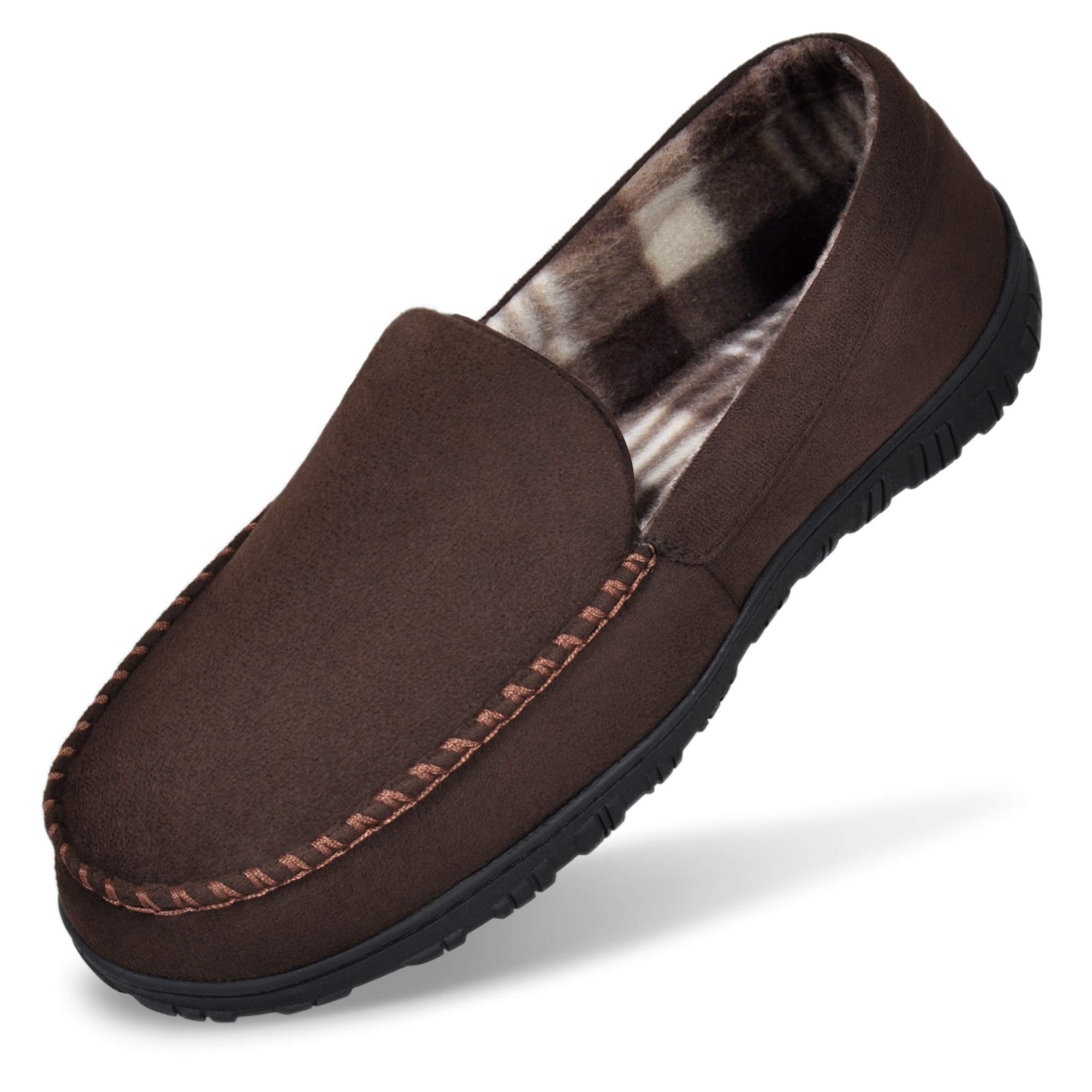 MIXIN Men's Cozy Moccasin Slippers Anti-Skid Slip On House Slippers with Comfy M
