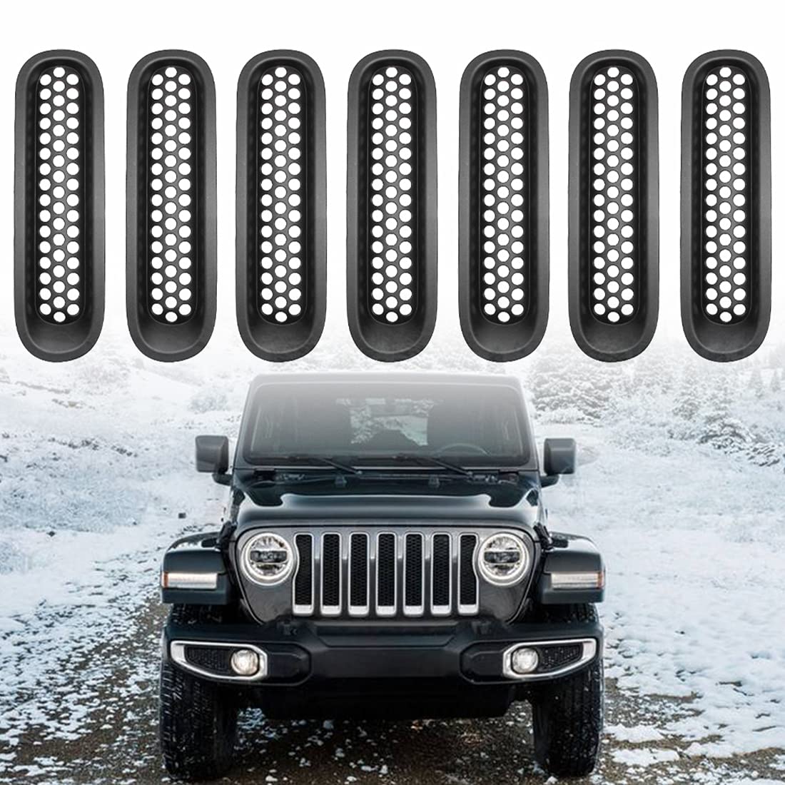 SKUNTUANG Black Car Front Mesh Grille Inserts Clip-in Grille Guard For 2007-2015