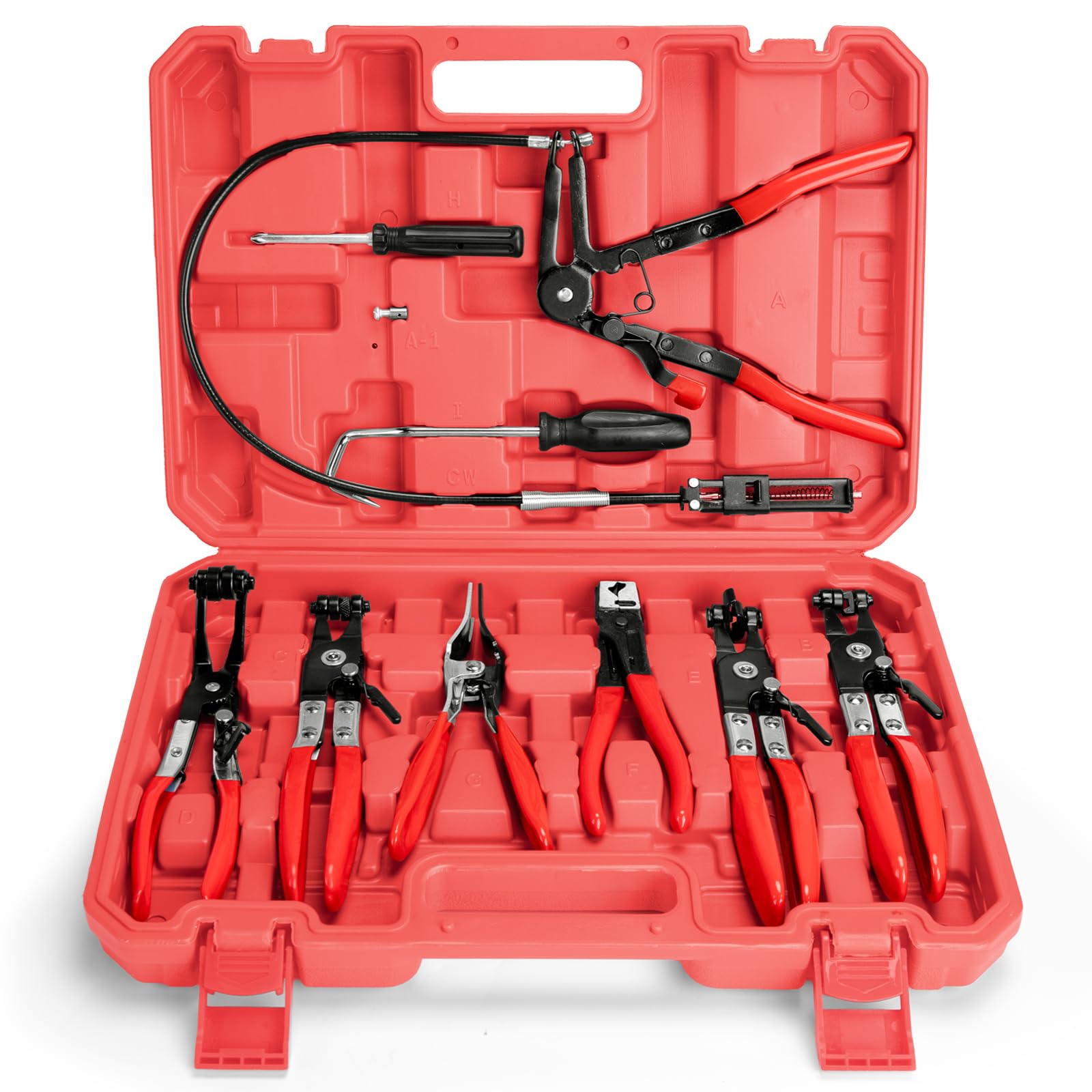 BETOOLL 9pc Hose Clamp Pliers, Professional Automotive with Flexible Wire Long R