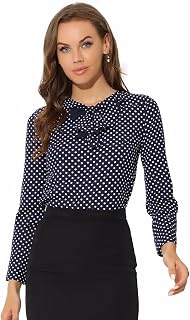 Allegra K Women's Chiffon Top Ruffle Neck Long Sleeve Casual Work Blouse