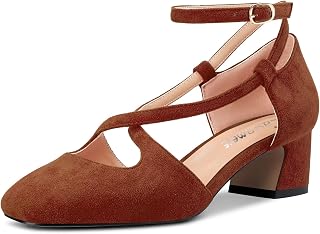 Castamere Women Medium Chunky Wide Heel Square Toe Cross Strap Pumps Party Cute Shoes