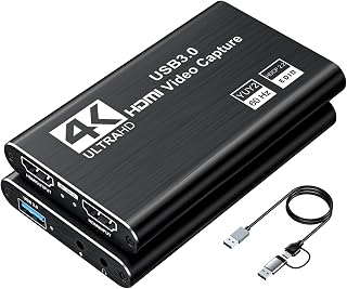 XIIXMASK USB 3.0 HDMI Capture Card, 1080P 60FPS Capture, 4K Pass-Through | Dual-Port USB-A/USB-C, 2K 30FPS/1080P 60FPS Video Capture & Streaming for PS4/PS5, Switch 1/2, Xbox, PC, Mac, Camera (black)