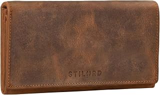 Stilord 'Marquesa' women's leather purse, RFID protection, NFC purse, vintage large horizontal with reading protection in gift box, real leather.