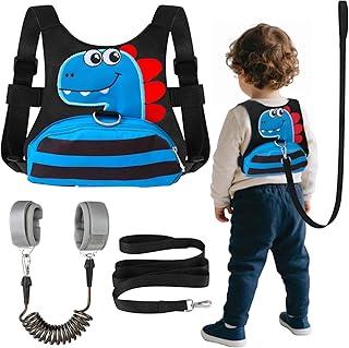 Toddler Leash for Kids-Baby Child Harness with Anti Lost Wrist Link for Boys/Girls (Blue+Black)