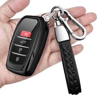 Autophone Key Fob Cover with keychain Compatible with Toyota 2025-2026 Camry 4Runner,2021-2026 Rav4 Prime,Sienna,Land Cruiser,2023-2026 Tacoma,Tundra,Highlander,Prius,Corolla 3/4/5/6-Button(Black)