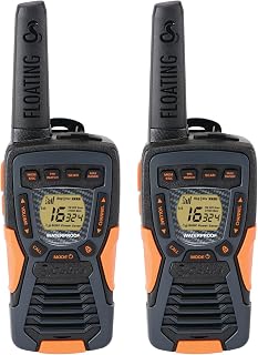 Cobra AM1055 Floating Waterproof Walkie Talkies (2-Pack) - 12 km Range, 16 Channels and 121 Privacy Codes, LED Flashlight, VibrAlert, Rechargeable Two Way Radios, Black