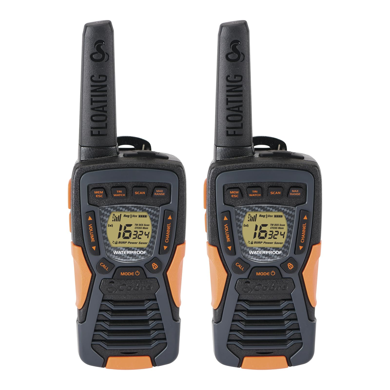 Cobra AM1055 Floating Waterproof Walkie Talkies (2-Pack) - 12 km Range, 16 Chann
