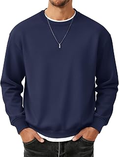 MAGCOMSEN Mens Sweatshirt Fleece Lined Long Sleeve Cotton Crewneck Pullover Winter Warm Casual Thermal Basic Tops