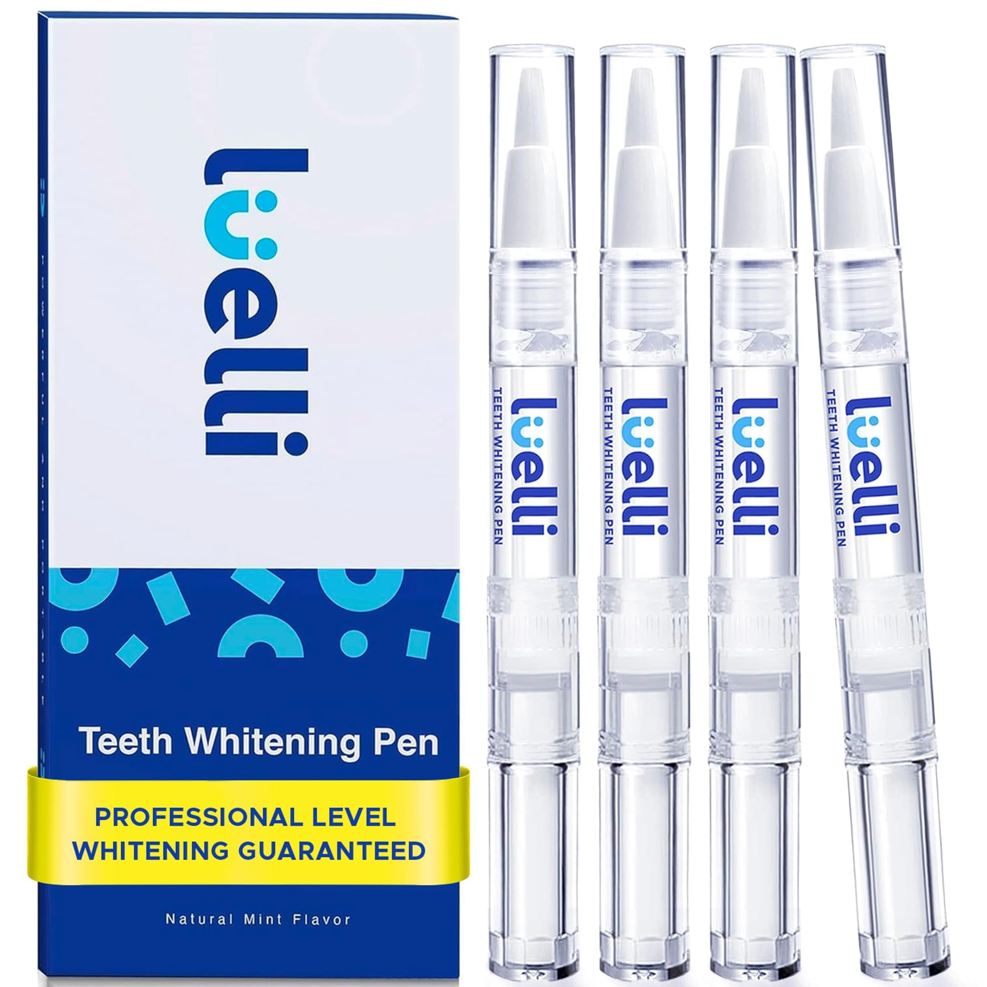 LUELLI Teeth Whitening Pen - 4 Pack, Carbamide Peroxide Gel for Sensitive Teeth,