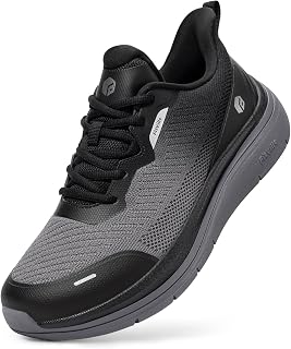 FitVille Men's Wide Water-Repellent Walking Shoes Cushioned Lightweight Walking Running Shoes with Arch Support for Camping Outdoor Daily Life