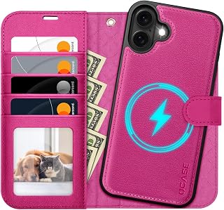 OCASE 2024 2 in 1 Removable Wallet Case, 2024 [RFID Blocking] [Card Slots] Anti-Shock TPU Protective Leather Case for 2024 (6.7 Inch),Rose Red