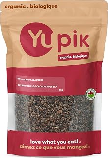 Yupik Organic Raw Cacao Nibs, 1 kg, Gluten-Free, Kosher, GMO-Free, Vegan, No Sugar Added, No Additives, Made from Raw Cacao, Crunchy, Healthy Snacks, Ideal for Baking & Topping