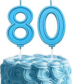 Blue Birthday Number 80 Candles for Wedding Party Cake Decorations